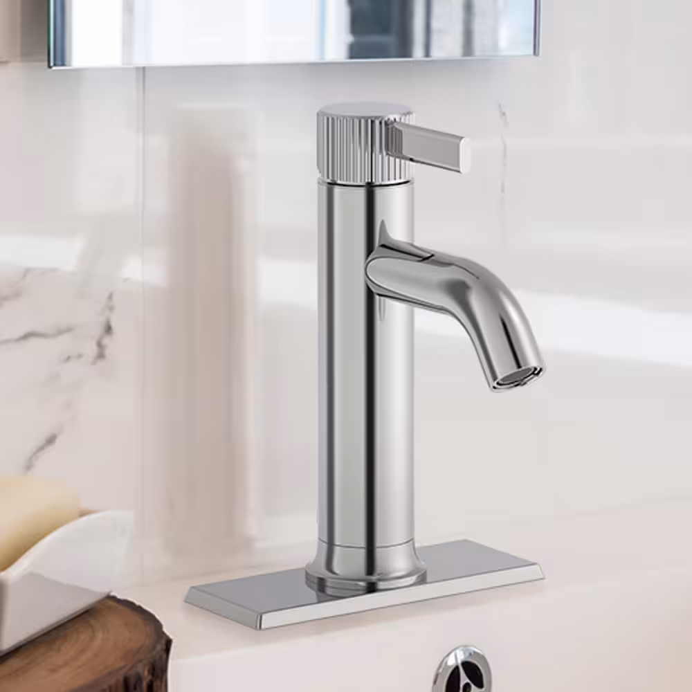 Glacier Bay Ryden Single Handle Bathroom Sink Faucet Push Drain Kit in Chrome
